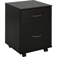 HomCom Cassettiera a Rotelle Mobiletto con 4 Ruote da Ufficio Salvaspazio in Legno, 41x39x58cm, Nero Aosom