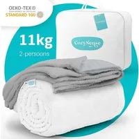 Couverture lestée CozySense® 11 kg - 2 personnes - Couverture lestée - Couverture lestée avec répartition de la pression GLASS-Flow® - Housse lavable incluse - 200 x 200 cm - Gris