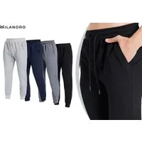 Milanoro Pantalon de jogging confortable et ultra-doux, bleu marine - Mélange de coton - Avec taille élastiquée