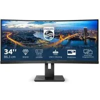 Philips monitor 346b1c gaming monitor curvo 34`` 21:9 wqhd, 100 hz, adaptive sync, multiview (pip, pbp), kvm e audio integrati, hdmi, display port, docking station usb-c, rj45, regolabile ergonomicamente, vesa