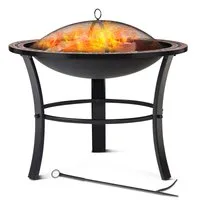 Brasero acier-mosaïque avec couvercle Ø 90 cm pour feu bois – 76x65x76cm
