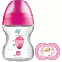 MAM Biberon da 190 ml con tettarella - Tazza per imparare a bere 6+ mesi - Rosa – Bambino