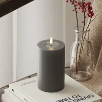 LED Blockljus Ø 7,5 x 12,5 cm Grå