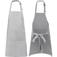 Tablier de cuisine Castagnola - Hydrofuge et anti-salissures - Tablier de cuisine professionnel - Tablier de barbecue pour femmes et hommes - Unisexe - Boucle réglable - Grandes poches - Gris clair