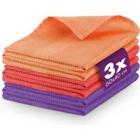 3 x chiffons de nettoyage pour la maison, chiffons de nettoyage de fenêtres non pelucheux pour des fenêtres sans traces, chiffons absorbants en microfibres pour la cuisine et la salle de bain, chiffons en microfibres, Putzuch en microfibres – Arancione