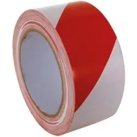 Perel Bande de signalisation, pour des applications d'avertissement et de marquage, autocollante, en rouleau, rouge/blanc, 5 cm x 33 m