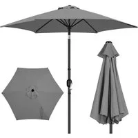Parasol de jardin Yaheetech avec fonction d'inclinaison et contrepoids - Gris - Ø 269 x 241 cm