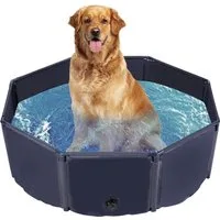 Piscine pliable pour chiens Yaheetech Ø 100 cm - PVC - Antidérapante - Avec brosse/4 rustines - Bleu