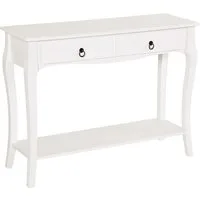 Homcom Tavolo Consolle per Ingresso con 2 Cassetti, Mobile Ingresso tavolo da ingresso, Bianco, 100x33x76cm Aosom