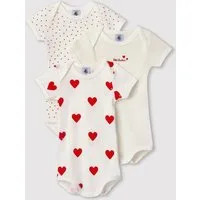 Petit Bateau | Set Van 3 Body''S Met Korte Mouwen En Hartjesprint In Biokatoen - 3 maanden