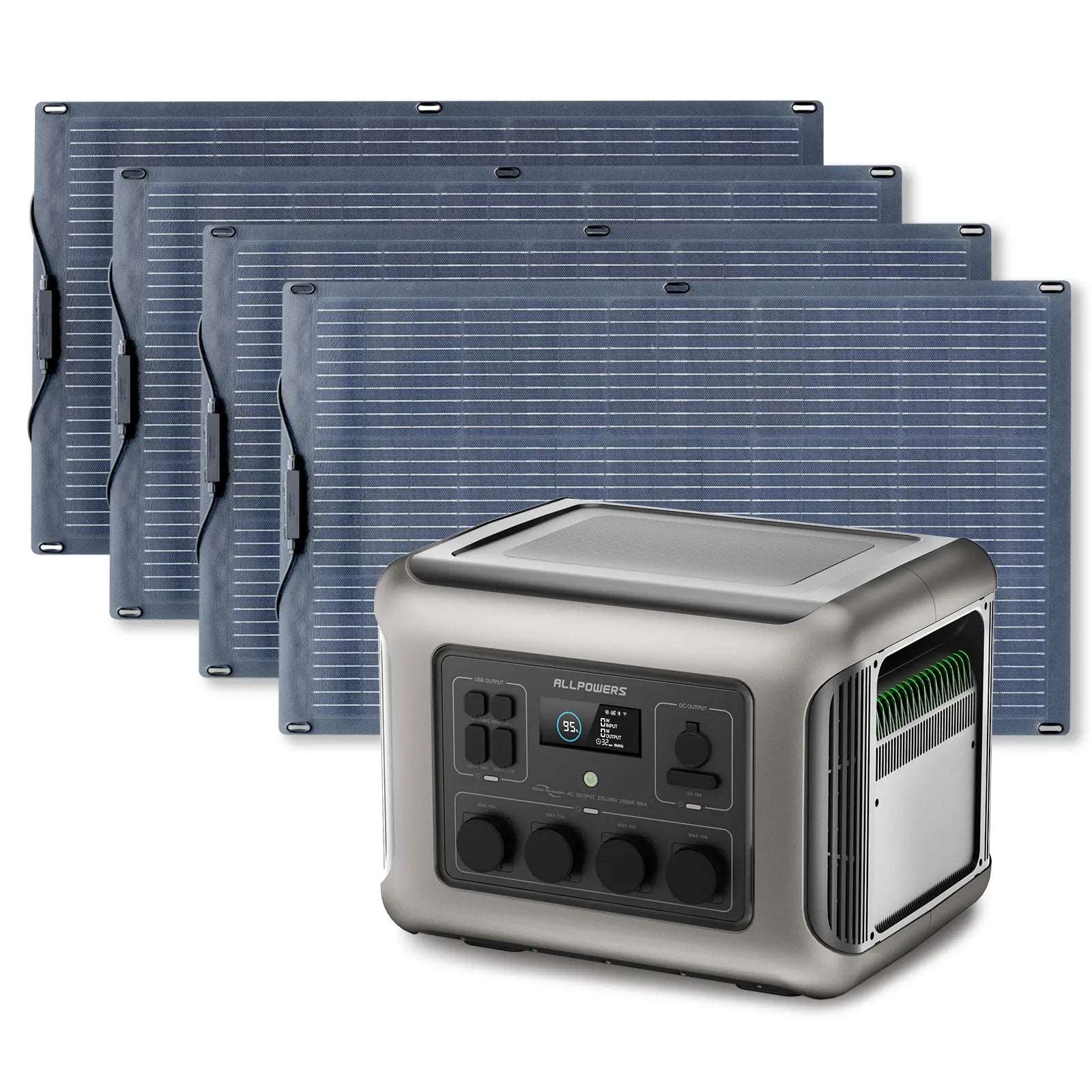 ALLPOWERS Generatore Solare 2500W (R2500 V2 + SF100 Pannello Solare Flexible 100W) - R2500 V2+4* (SF100 100W Pannello solare)