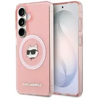 Custodia MagSafe per Samsung Galaxy S26 S942, Karl Lagerfeld, IML Choupette Head on KL Repeated Logo, Rosa