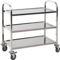 HOMCOM Carrello da Cucina 3 Ripiani e 4 Ruote con Freni Cuscinetti Anti-Collisione in Acciaio Inossidabile 430 Argento 85x45x90cm Aosom