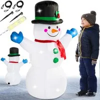 Opblaasbare sneeuwpop XL verlicht 120cm – Multicolor · 50x120x100cm
