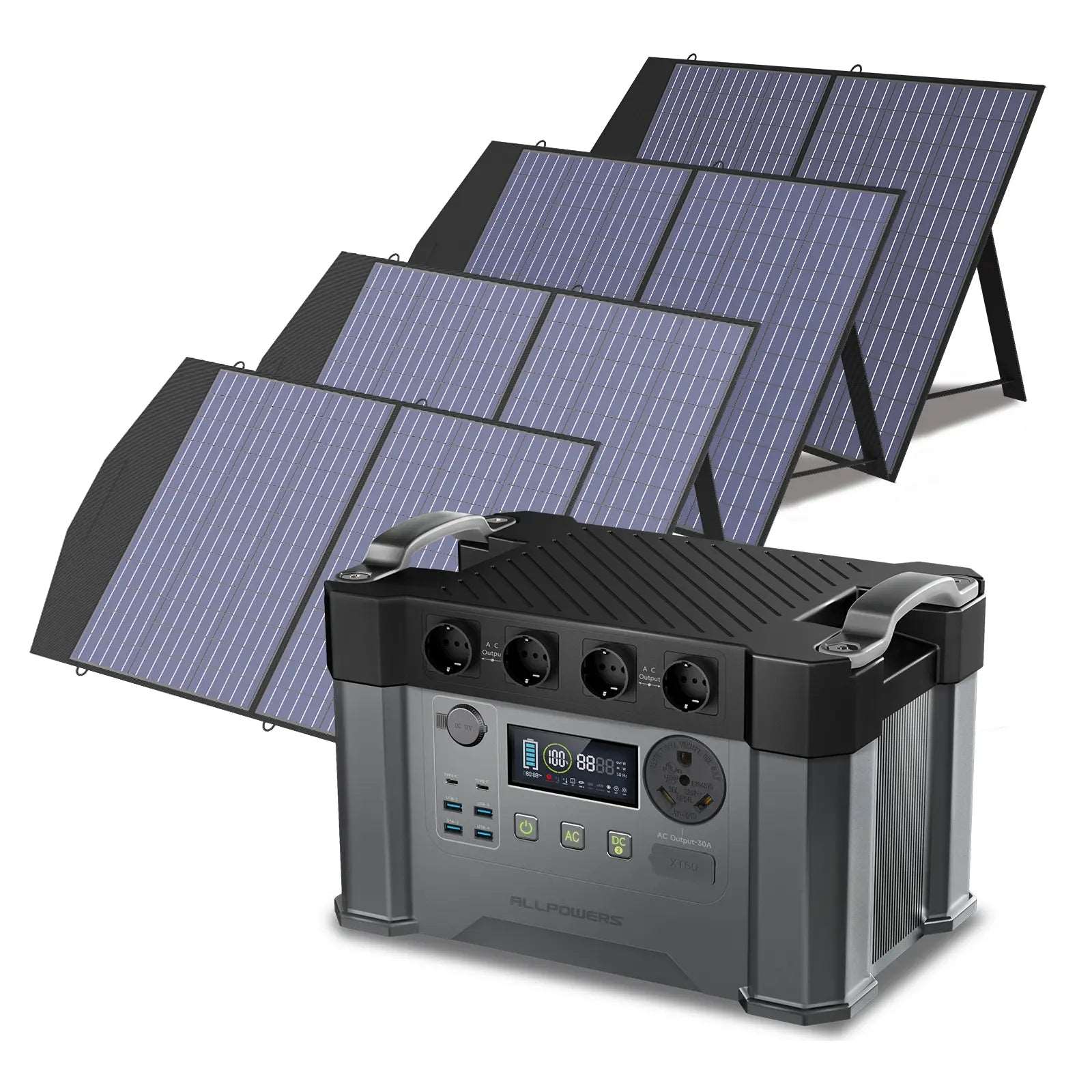 ALLPOWERS Generatore Solare 2400W (S2000 Pro + SP027 Pannello Solare 100W) - S2000 Pro+4* (SP027 Pannello solare 100W)