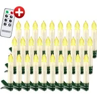 30x Bougies de Noël LED blanc chaud pour sapin – 1.5x10.5x1.5cm