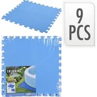 Protection de sol de piscine - Free And Easy - Carreaux en mousse - 50 x 50 cm - 9 pièces - Tapis de sol pour piscine hors sol ou spa gonflable - Bleu