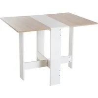Homcom Tavolo da Pranzo Pieghevole Moderno Salvaspazio, Massello Tavolo Portatile da Spazio Provinciale, Bianco Rovere Aosom