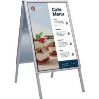 Panneau de trottoir Europel - Cadre à clipser format B1 - 70,7 x 100 cm - Cadre de 32 mm - Présentation recto-verso - Résistant à l'eau - Facile à ranger