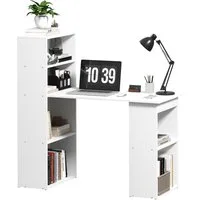 HOMCOM Scrivania Computer con Libreria Porta PC Salvaspazio, Tavolo da Pranzo per Ufficio e Studio, 120x55x120 cm, Bianco Aosom – Bambino