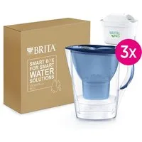 Carafe filtrante BRITA Marella Cool - 2,4 L - Bleue - avec 3 cartouches filtrantes MAXTRA PRO Pure Performance - Lot économique