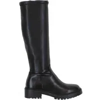 Stivali donna in pelle nera con suola carrarmato e punta tonda Donna GINGER STB BLACK – Nero