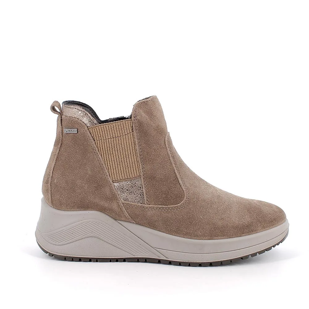 Stivaletti gore-tex con zeppa da donna beige con zip, Taglia 35 - IgieCo