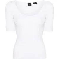 T-shirt donna a costine bianca