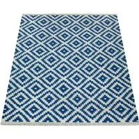 Alfombra de lana Kenolia azul 60x110 cm