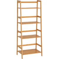 HOMCOM Scaffale Multiuso a 4 Livelli in Bambù colore Naturale 48 × 30 × 119cm