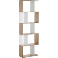 HOMCOM libreria in Legno, Scaffale a Ripiani, Mobile Contemporaneo, Bianco  legno naturale 60 × 24 × 184.5cm Aosom