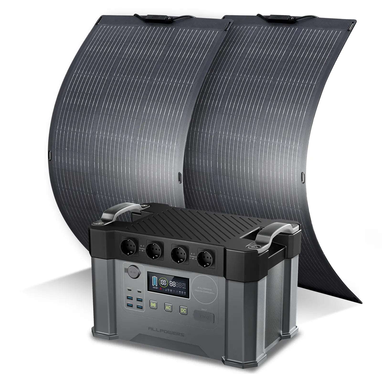 ALLPOWERS 2000W Generatore Solare (S2000 + SF100 100W Pannello Solare Flessibile) - S2000+ 2PCS SF100 Pannello solare 100W