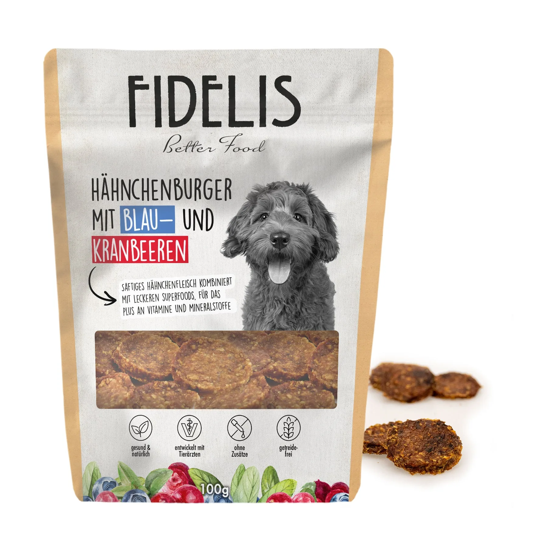 Burger de poulet aux myrtilles et canneberges (100g)