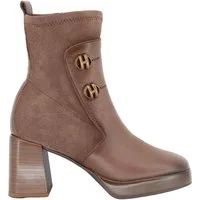 Stivaletti in pelle marrone con tacco alto Donna HI254228 C005