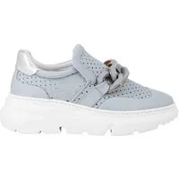 Sneakers donna in pelle celeste forata con catena tono su tono Donna LAILA PSMCLO