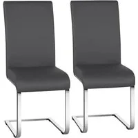 Yaheetech, lot de 2 chaises de salle à manger - Gris foncé - Chaises cantilever en cuir PU avec structure métallique