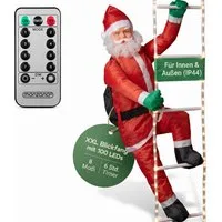 Père Noël grimpeur sur échelle 100 LED – Multicolor · 39x39x240cm