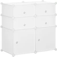 HOMCOM Armadio Modulare Scarpiera in Plastica Guardaroba Scaffale Portascarpe 75×37×73cm Bianco – Bambino