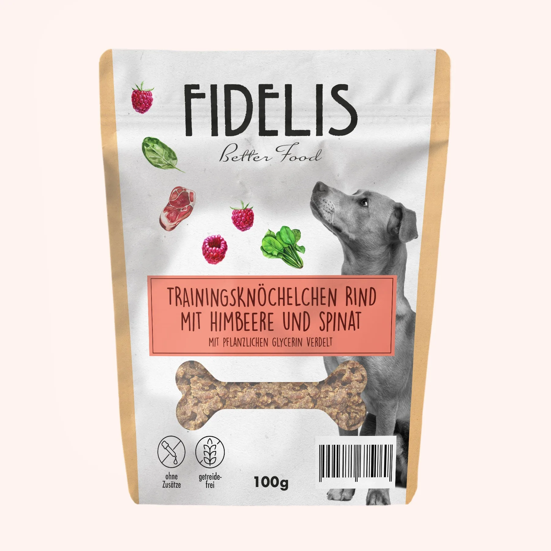 Training Treats Mini Os de Bœuf aux framboises et aux épinards (100g) – L