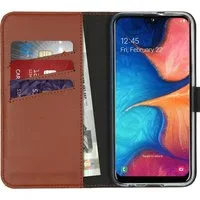 Selencia Echt Leren Bookcase voor de Samsung Galaxy A20e - Lichtbruin – 5.8 · Unisex