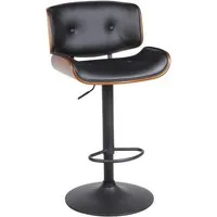 MM Tabouret de bar James - Réglable - Microfibre noire - Lot de deux