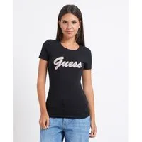 T-shirt donna Guess logo gliltterato