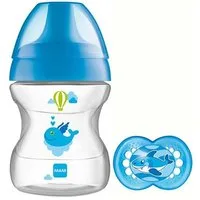 MAM Biberon da 190 ml con tettarella - Tazza per imparare a bere 6+ mesi - Blu – Bambino