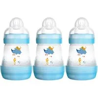 Biberon MAM anti-coliche da 160 ml per 0+ mesi - 3 pezzi, blu – Bambino