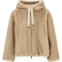 Bomber soft faux fur con cappuccio – Donna