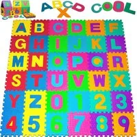 Tapis de Jeu - Merkloos - Puzzle en Mousse Alphabet et Chiffres 86 pièces 36 Dalles - 30x30cm - Bébé Enfant Bas âge – Multicolor · Bambino