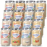 Nutribén Potitos Variados Pollo con Arroz, Cordero, Merluza y Frutas +6m 16 uds