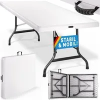 Table pliable blanche 220x70x72cm en plastique pour jardin – 70x72x220cm