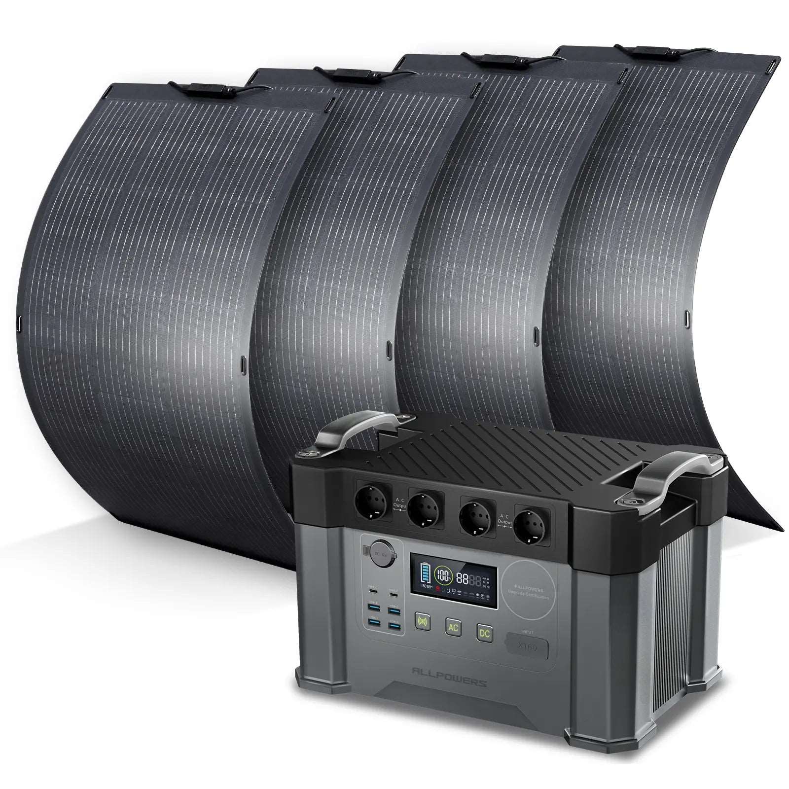 ALLPOWERS 2000W Generatore Solare (S2000 + SF100 100W Pannello Solare Flessibile) - S2000+ 4PCS SF100 Pannello solare 100W