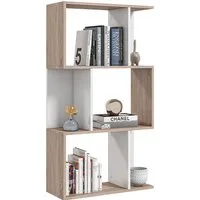 Homcom Libreria di Design Scaffale Ufficio Legno Moderna 3 Ripiani 60 × 24 × 111.4cm Aosom – Bianco